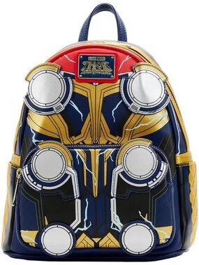 Loungefly Thor: Love and Thunder Navy, Gold & Red Mini Backpack